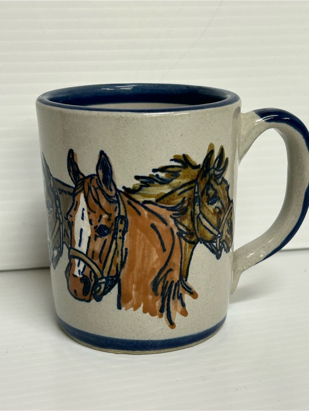 Vintage Louisville Stoneware Horse Mug  Kentucky Derby Theme Handcrafted USA